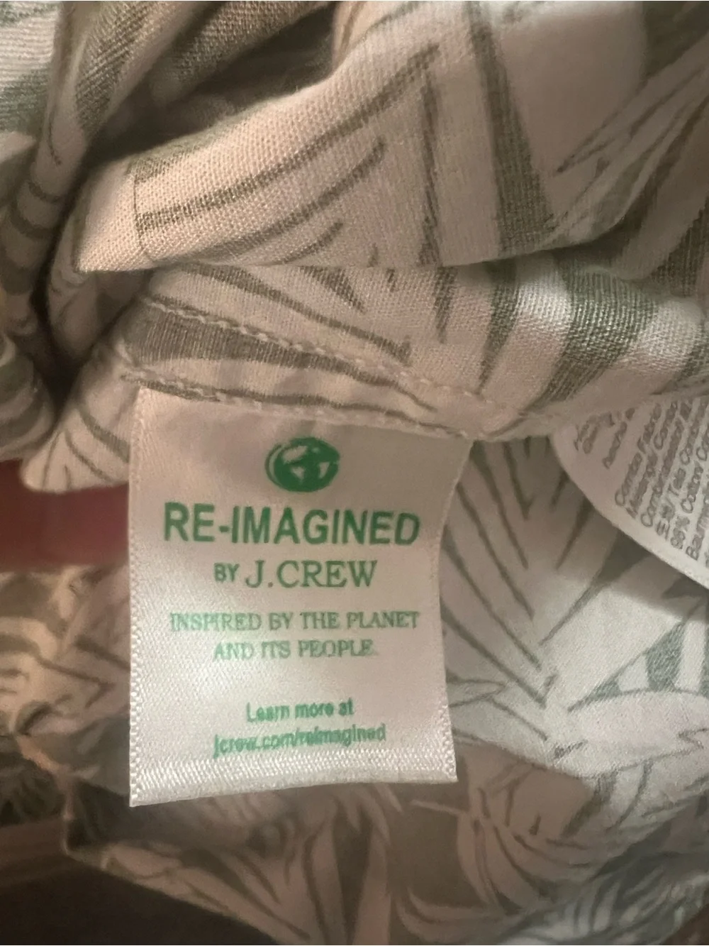 J.CREW Men's Flex Washed Slim Fit Short Sleeve Hawaiian Green Palm Print Shirt L